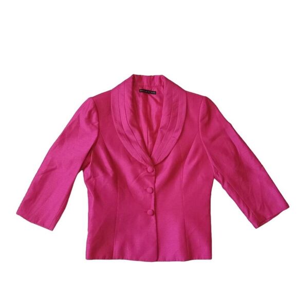 Preston & York Bright Pink Padded Shoulders Vintage Blazer Jacket Women's 10 - Picture 1 of 12